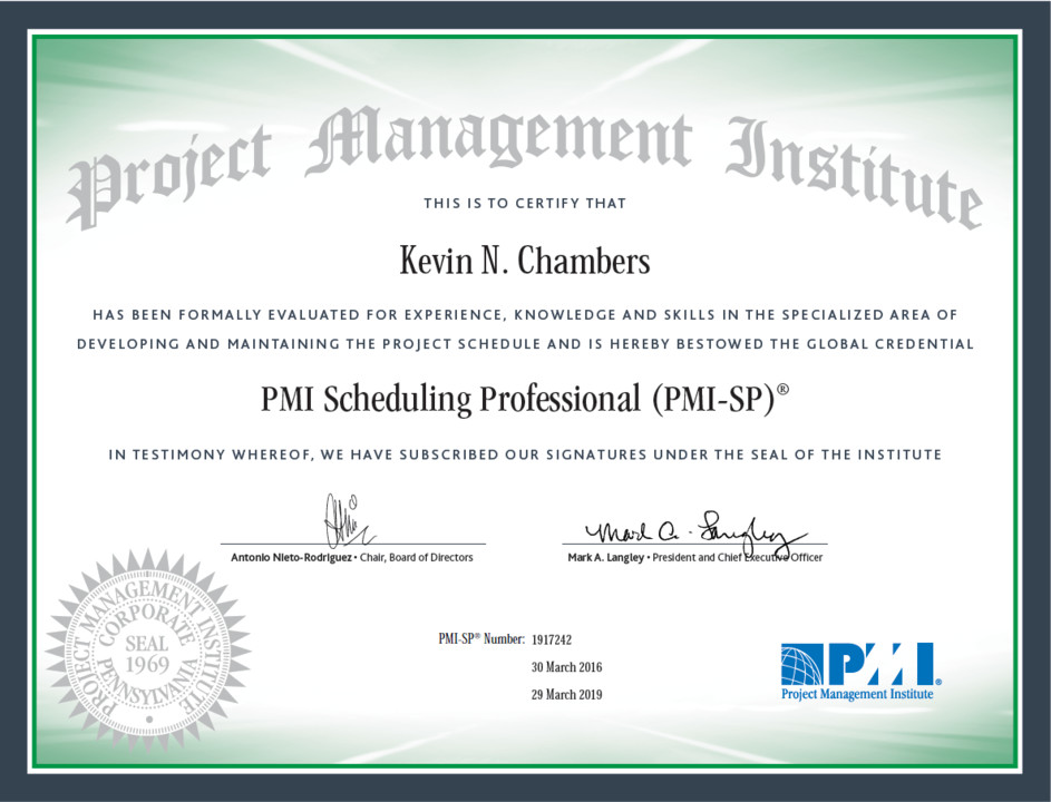 PMI-SP Certification Training | Project Scheduling Course | Hanux Learning certificate sample