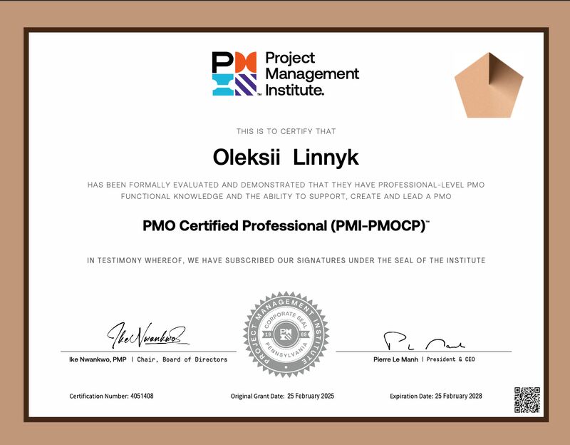 PMI-PMOCP Certification Training | PMO Certified Professional certificate sample