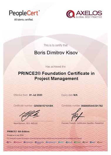 PRINCE2 Foundation Certification Training (7th Edition) | Accredited certificate sample