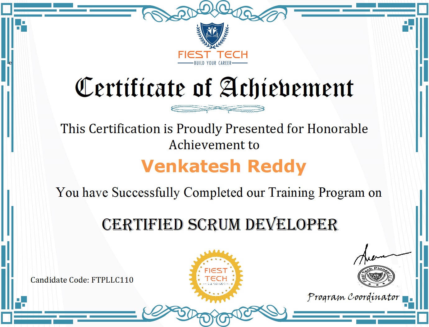 CSD Certification Training | Hanux Learning certificate sample
