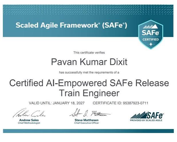 SAFe RTE Certification Training (Release Train Engineer) | Hanux Learning certificate sample