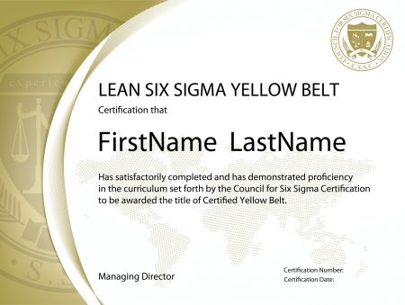 Lean Six Sigma Yellow Belt Certification Training | Hanux Learning certificate sample