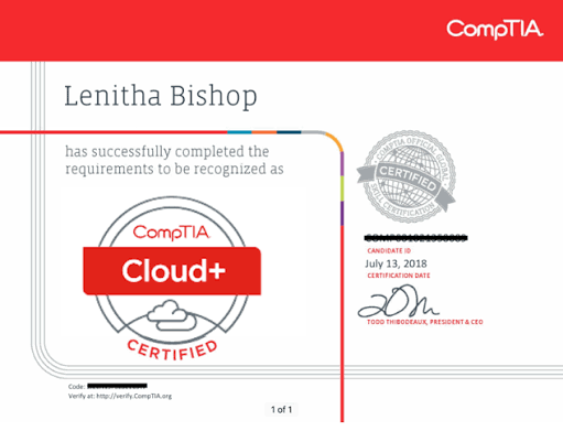 CompTIA Cloud+ (CV0-004) Certification Training & Exam Prep certificate sample