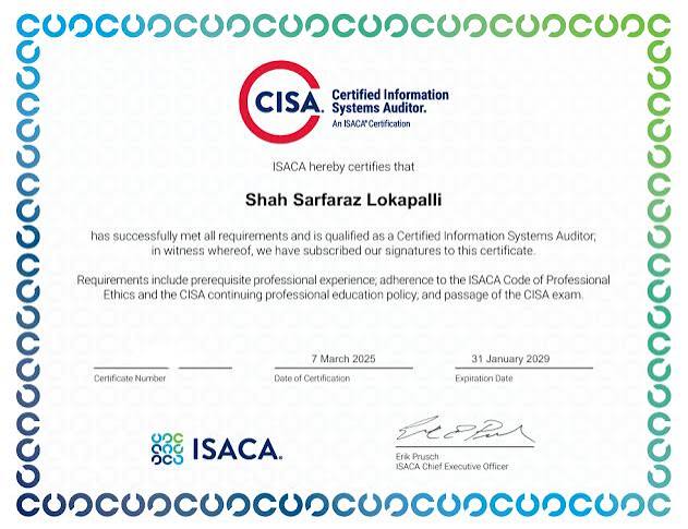 ISACA CISA Certification Training & Exam Prep (Certified Information Systems Auditor) certificate sample