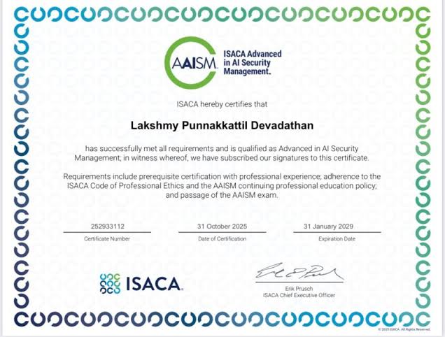 ISACA AAISM Certification Training & Exam Prep (Advanced in AI Security Management) certificate sample