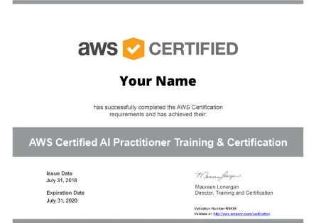 AWS Certified AI Practitioner Training & Exam Prep (AIF-C01) certificate sample