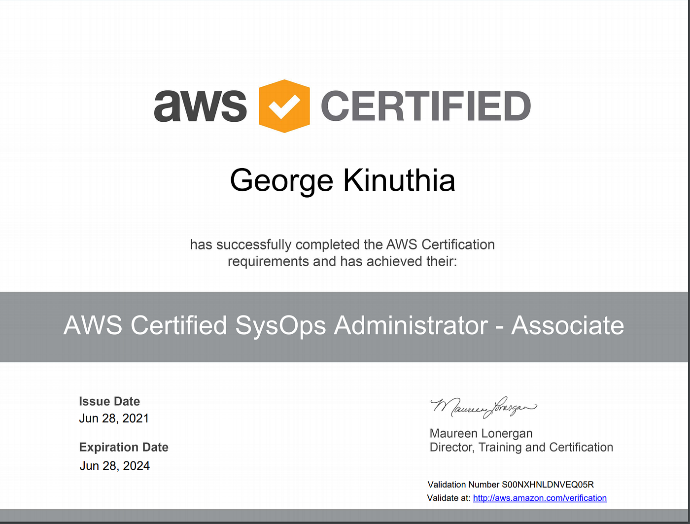 AWS Certified CloudOps Engineer - Associate (formerly SysOps) Training & Exam Prep (SOA-C03) certificate sample