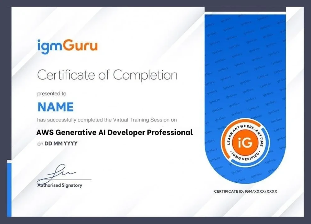 AWS Certified Generative AI Developer - Professional Training & Exam Prep (AIP-C01) certificate sample
