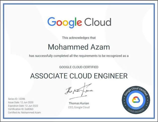 Google Cloud Associate Cloud Engineer Training & Exam Prep | Hanux Learning certificate sample