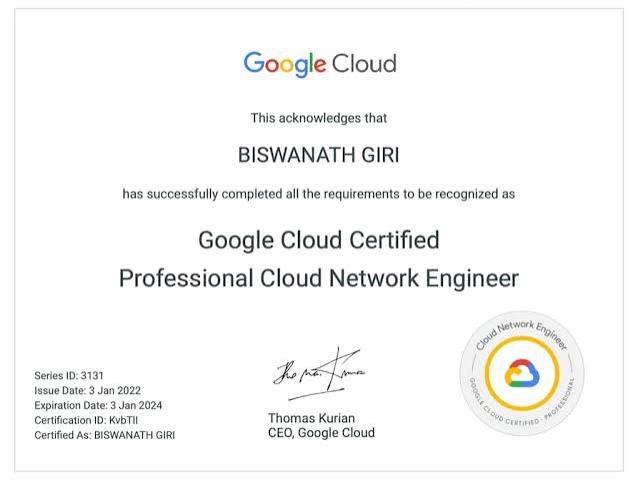 Google Cloud Professional Cloud Network Engineer Training & Exam Prep certificate sample