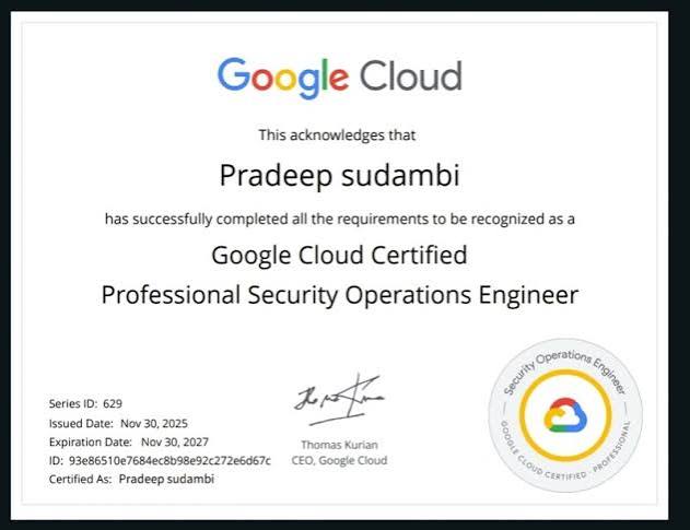 Google Cloud Professional Security Operations Engineer Training & Exam Prep certificate sample