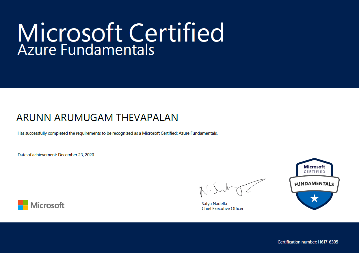 Microsoft Azure Fundamentals (AZ-900) Training & Exam Prep certificate sample