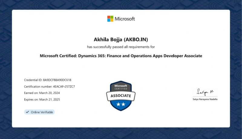 Microsoft Dynamics 365 Finance & Operations Apps Developer (MB-500) Training & Exam Prep certificate sample