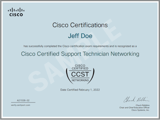 Cisco CCST IT Support (100-140) Training & Exam Prep certificate sample