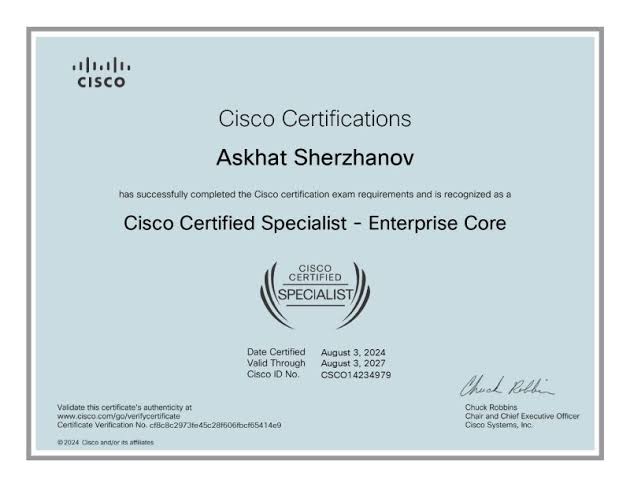 Cisco CCNP Enterprise Training | 350-401 ENCOR + Concentration certificate sample