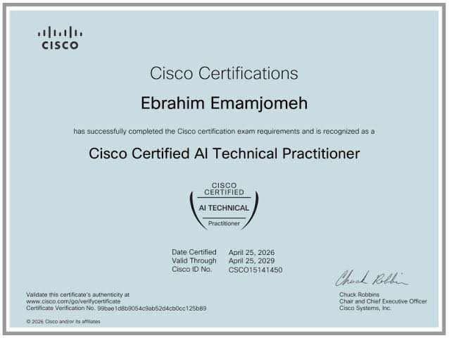 Cisco AI Technical Practitioner (810-110 AITECH) certificate sample