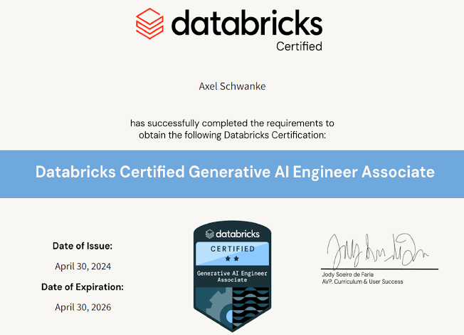 Databricks Certified Generative AI Engineer Associate certificate sample