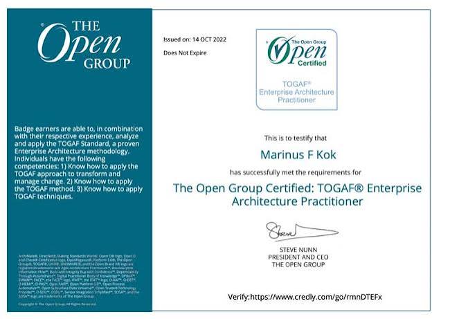 TOGAF Enterprise Architecture Foundation Certification Training (OGEA-101) - The Open Group certificate sample