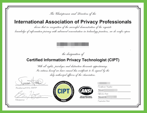 CIPP/US Certification Training - Certified Information Privacy Professional / United States (IAPP) certificate sample