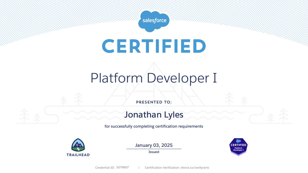 Salesforce Platform Developer I Certification Training (PD1) - Apex & LWC certificate sample