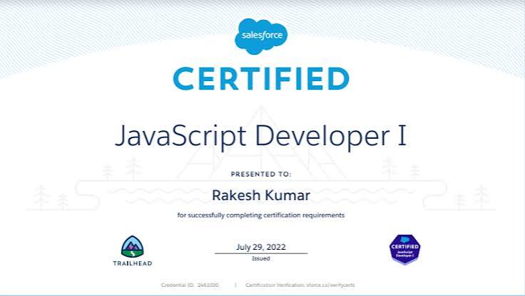 Salesforce JavaScript Developer I Certification Training (JS-Dev-101) - Core JS & LWC certificate sample
