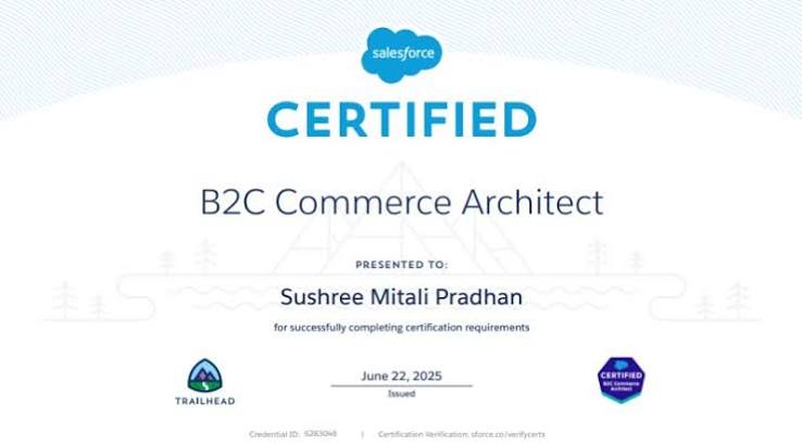 Salesforce B2C Commerce Developer Certification Training - SFRA, JavaScript & ISML certificate sample