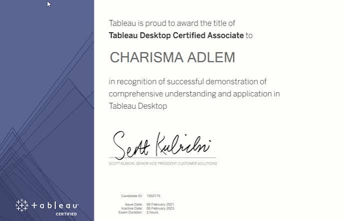 Salesforce Tableau Consultant Certification Training (Analytics-Con-301) certificate sample