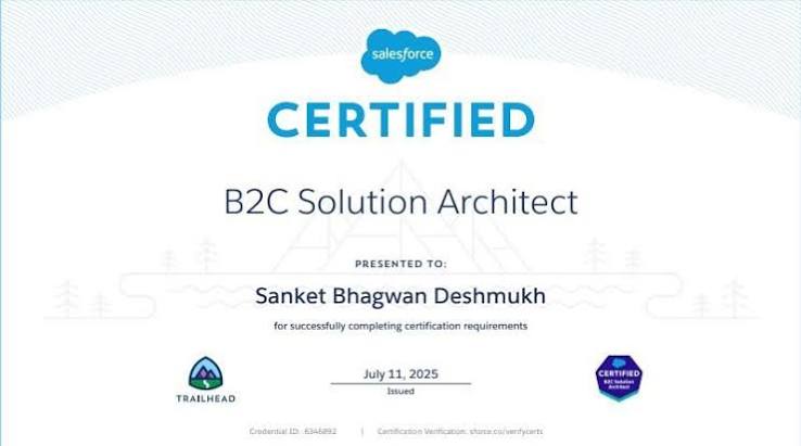 Salesforce B2C Solution Architect Certification Training (Arch-302) certificate sample