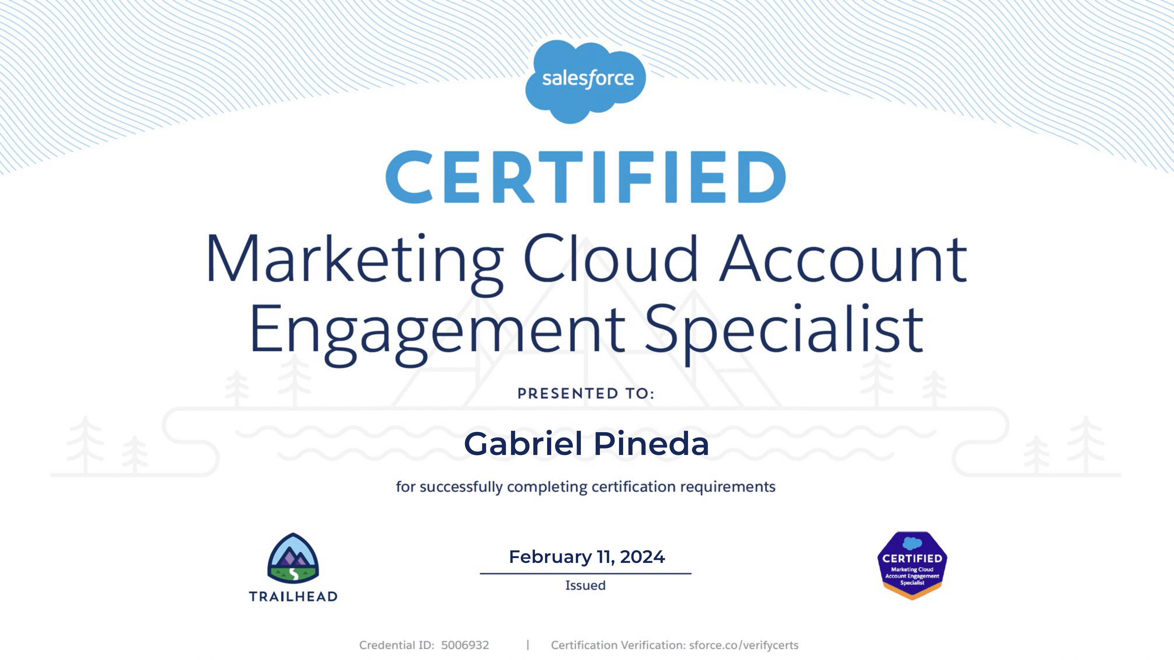 Salesforce Marketing Cloud Engagement Foundations Training (MC-101) certificate sample