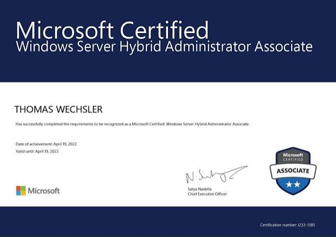Microsoft Windows Server Administrator Training (AZ-802) Certificate