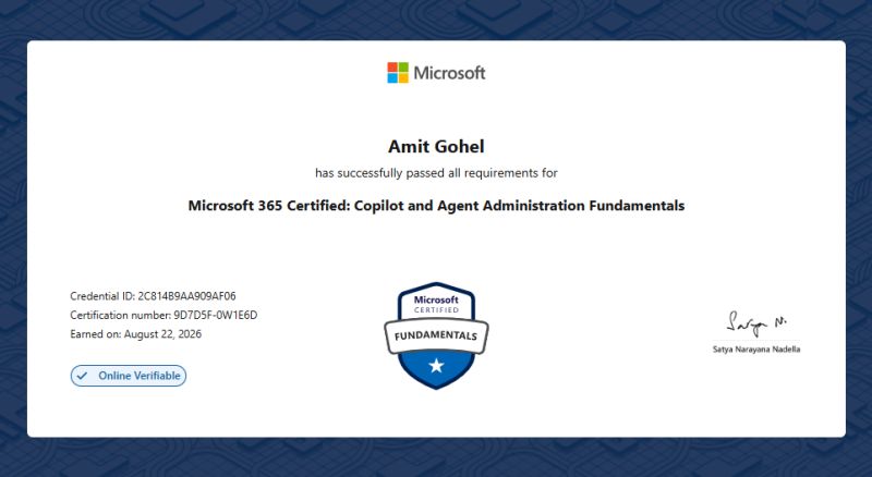 Microsoft 365 Copilot & Agent Administration Fundamentals Training (AB-900) Certificate