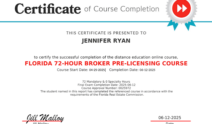 Florida Real Estate Sales Associate License - Exam Prep & Course Guide Certificate