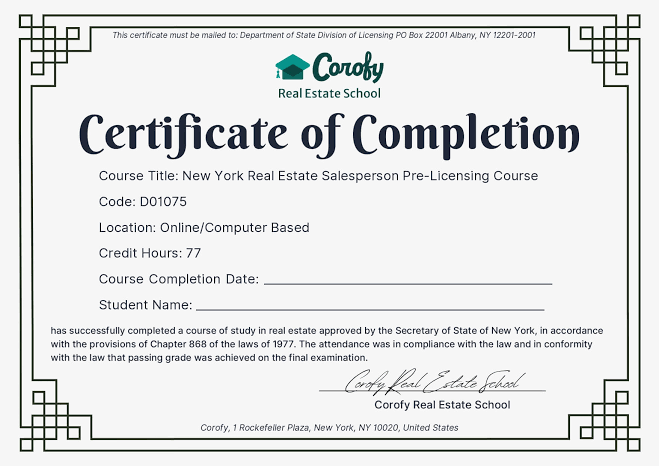 Pennsylvania Real Estate Salesperson License - Exam Prep & Course Guide Certificate