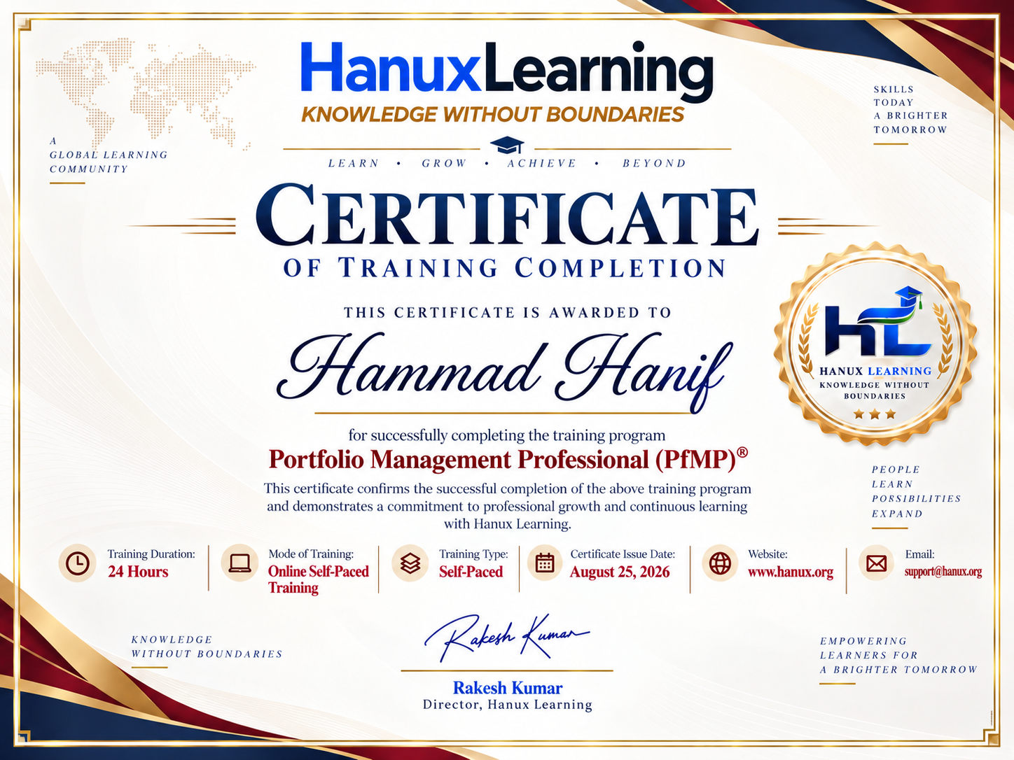 PfMP Certification Training | Panel Review & Exam Prep | Hanux Certificate